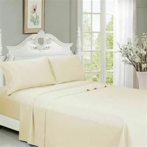 Cotton Plain 4 Pieces Egyptian Off White Duvet Cover Set 400tc At Rs