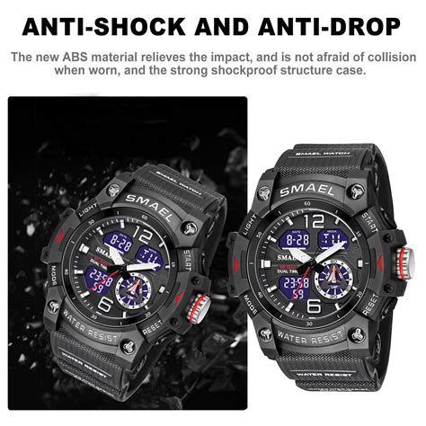 Smael Mens Sports Watch Waterproof Quartz Analog Digital Military Wrist