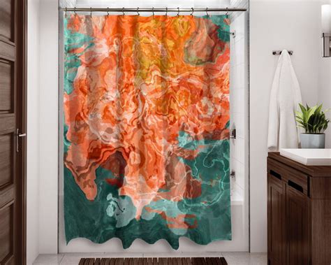 Abstract Art Shower Curtain Contemporary Bathroom Decor Etsy