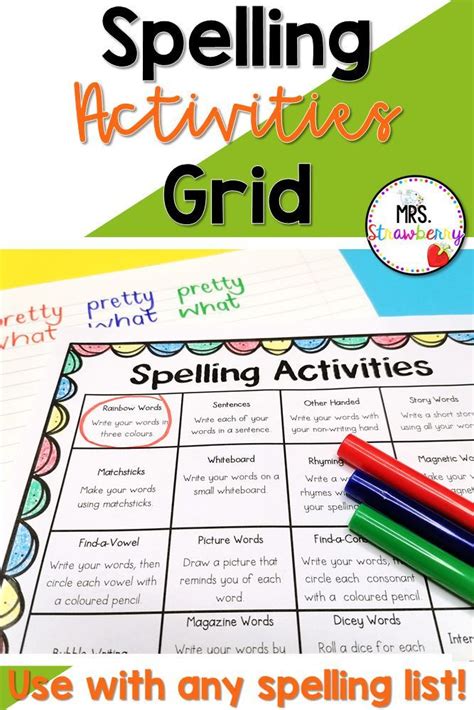 Spelling Activity Grids For Any Spelling List Mrs Strawberry