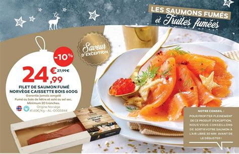 Promo Filet De Saumon Fumé Norvège Caissette Bois 600 G chez Cabesto