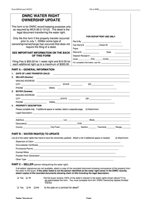 Fillable Form Dnrc Water Right Ownership Update Printable Pdf