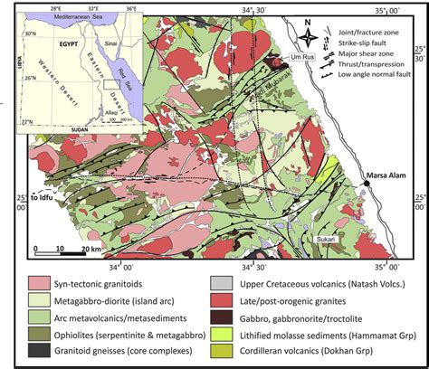 Geological Map Of The Central Eastern Desert Of Egypt Showing The