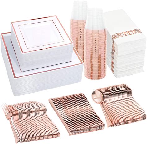 Amazon Wdf Guest Rose Gold Plastic Plates With Disposable