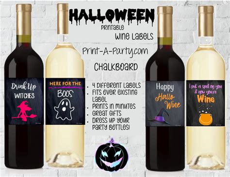 Halloween Wine Labels Printable Funny Sarcastic Instant