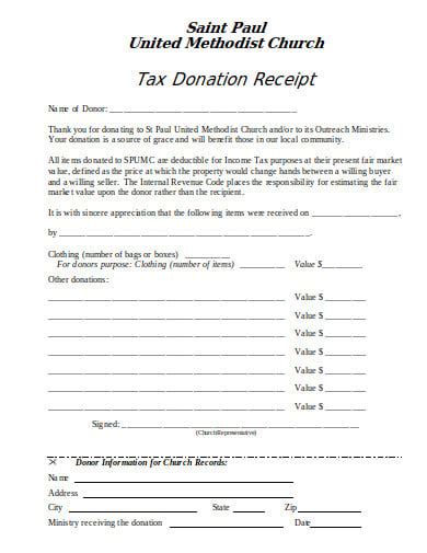 10 Church Donation Receipt Templates In Pdf Doc