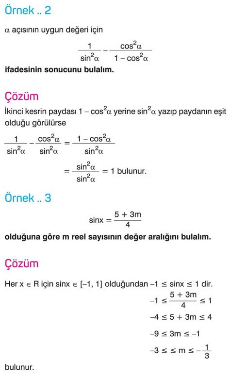 Trigonometrik Fonksiyonlar Ders Notu 7