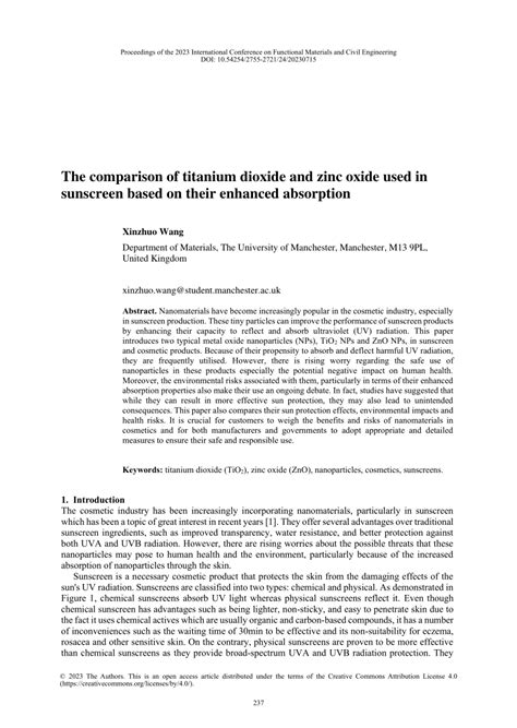 PDF The Comparison Of Titanium Dioxide And Zinc Oxide Used In