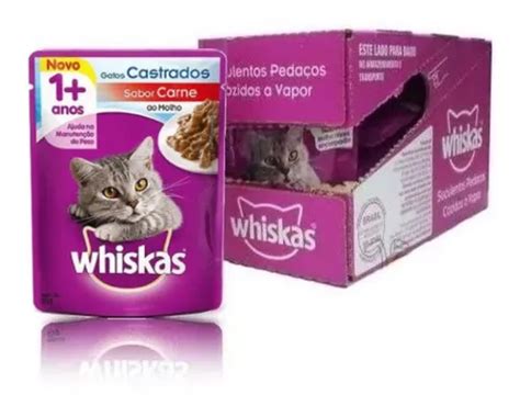 Whiskas Sach Gatos Adulto Castrados Carne Ao Molho G