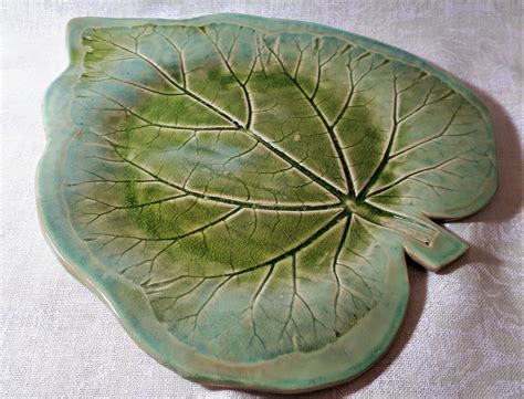 Green Leaf Shaped Platter Decorative Serving Plate Etsy