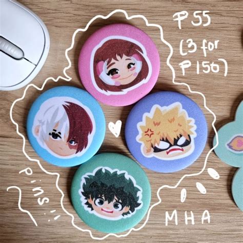 My Hero Academia BNHA MHA Glitter Laminated Button Pins Shopee