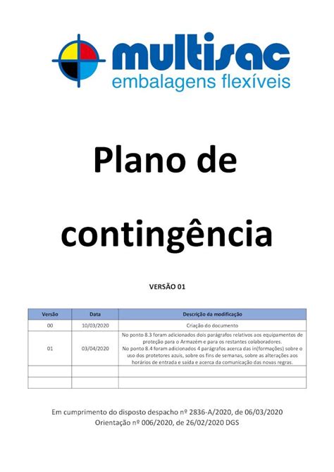 PDF Plano de Contingênciamultisac pt covid19 pdf São três os pontos