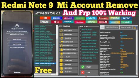 Redmi Note 9 Mi Account Remove Unlock Tool Free YouTube