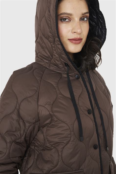 Ripley PARKA MIDI TIPO QUILT BOLSILLOS MARRÓN NICOPOLY