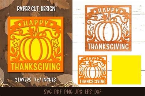 Happy Thanksgiving Card Svg Thanksgiving Day Papercut