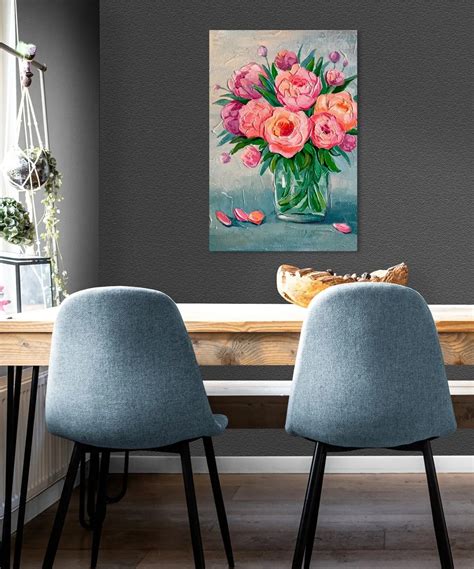 Leinwandbild Rosa Pfingstrosen In Einer Vase N S32519 Online Shop