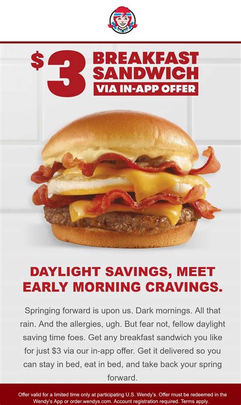 3 Breakfast Sandwich Today Via Login At Wendys Wendys The Coupons App®