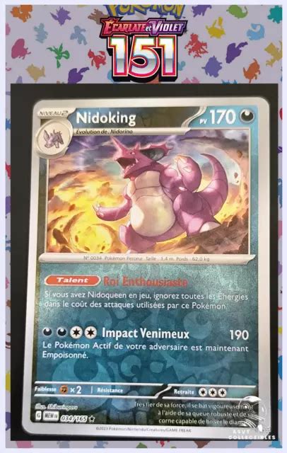 NIDOKING 034 165 REVERSE Holo Ecarlate Violet 3 5 MEW 151 FR Carte