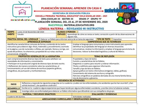 Planeación del tercer grado con actividades de acuerdo a los