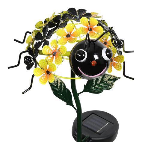 Exhart Solar Bumble Bee Of Flowers With Twenty One LED Lights Garden