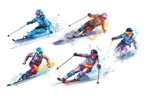 Premium Vector Skiing Vector Set Collection Graphic Clipart Design