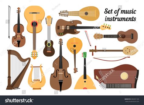 Set Stringed Musical Instruments Stock Vector Royalty Free 382201165