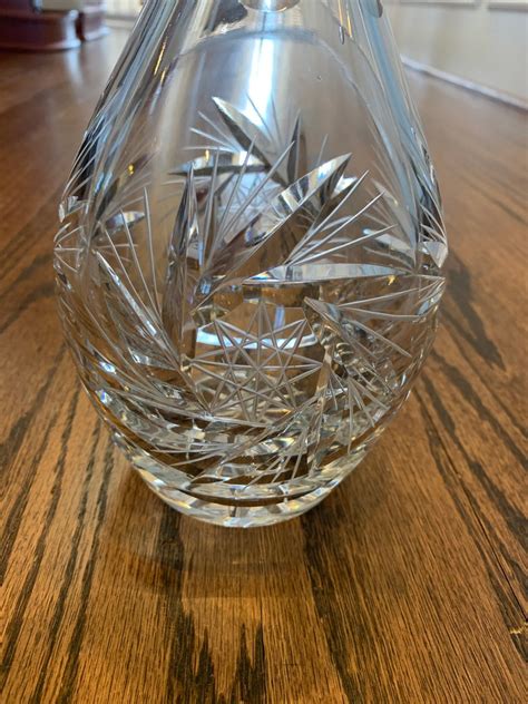 Etched Glass Wine Decanter With Stopper Lid Pinwheel Design Etsy