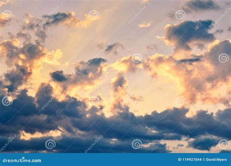 Sunset Through The Clouds In Nw Oklahoma City Stock Photo Image Of