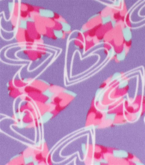 Valentines Day Blizzard Fleece Fabric Sketched Hearts On Purple Joann