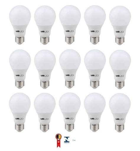 Kit 15 Lâmpadas Led Bulbo 12W Bivolt Branca Morna 3000K MBLED