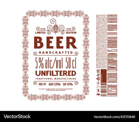 Template Decorative Label For Craft Beer Vector Image