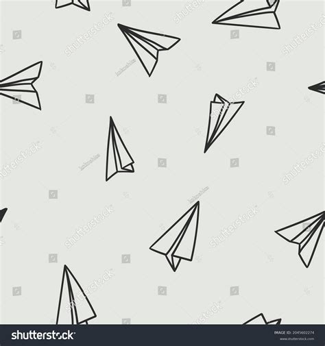 Doodle Style Seamless Paper Airplane Background Stock Illustration