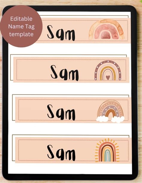 4 Boho Student Name Tags Student Desk Label Desk Name Tag Etsy