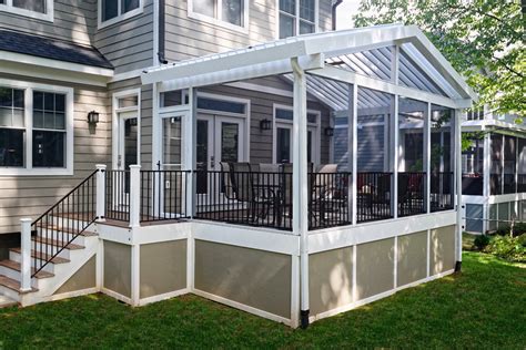 Vienna Screened In Porch With Gabled Equinox Adjustable Louvered Roof