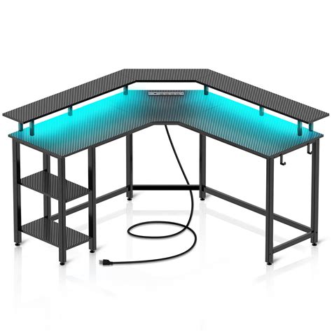 Buy Rolanstar Computer Desk 56 With Power Outlets USB Ports LED