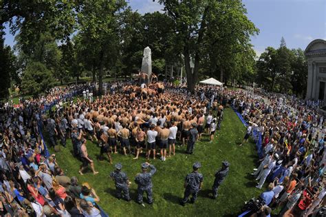 Plebes climb greased Herndon Monument