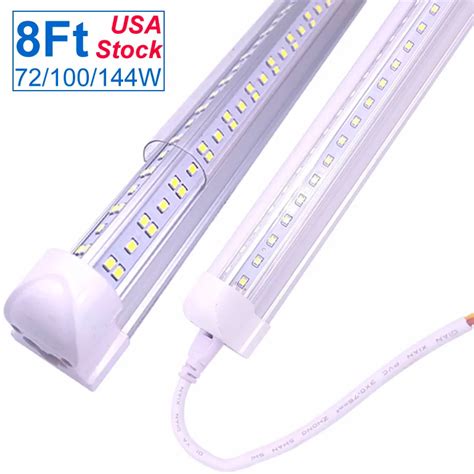 8Ft LED Shop Light Fixture T8 Integrated Tubes Lights 6500K Cold Whit