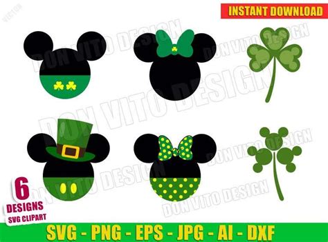 ⭐ Disney Mickey Irish Clover Bundle Svg Cut File For Cricut