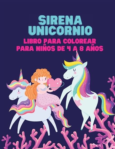 알라딘 Sirena Unicornio libro para colorear para ni s de 4 a 8 a s