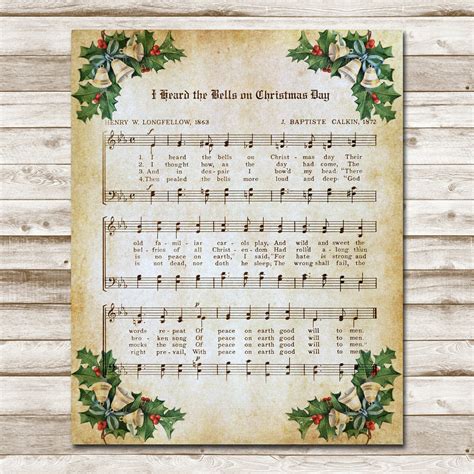 I Heard the Bells on Christmas Day Printable Christmas Hymn - Etsy