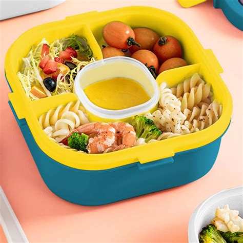 Plastic Double Layer Salad Lunch Box Blue Ml At Mighty Ape Nz