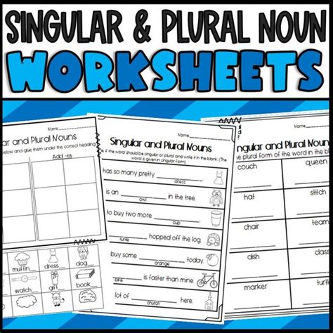 Singular And Plural Noun Worksheets First And Second Grade Etsy