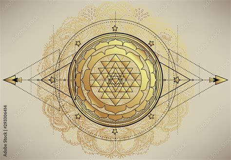 Fotomural The Sri Yantra Or Sri Chakra Form Of Mystical Diagram Shri