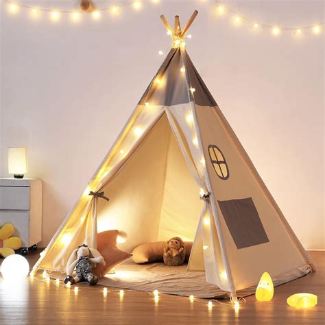 Besrey Tenda Per Bambini Da Gioco In Tela Indiana Teepee In 100 Cotone