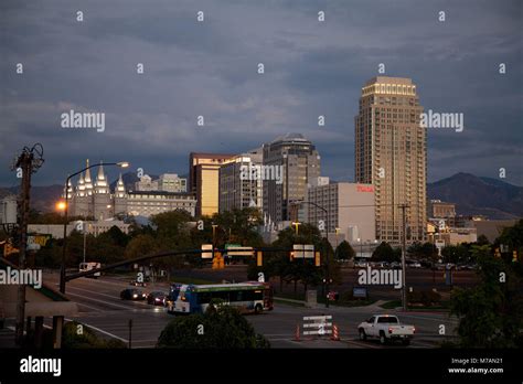 Salt Lake City Skyline Night High Resolution Stock Photography And