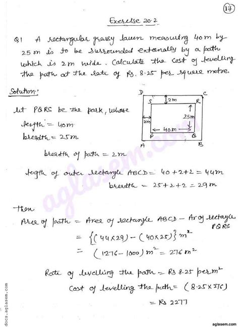 Rd Sharma Solutions For Class Mensuration I Perimeter And Area Of