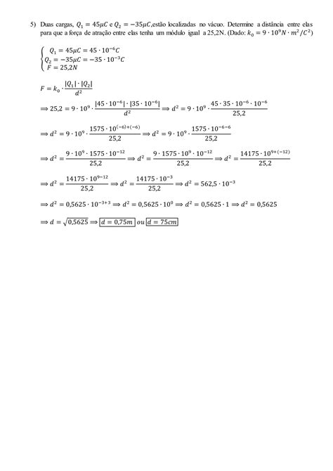 Lei De Coulomb Força Eletrica Exemplo E Exercícios Pdf