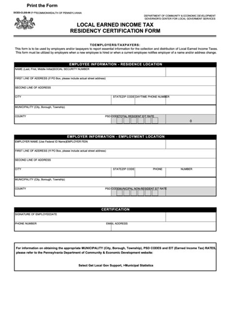 Fillable Certificate Of Residence Printable Pdf Download