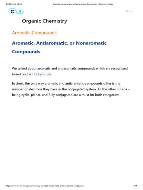 Aromatic Antiaromatic Or Nonaromatic Compounds Chemistry Steps