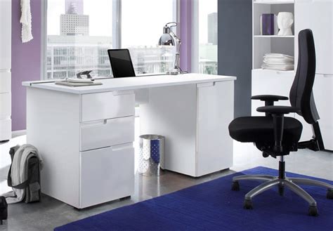 White Gloss Desk With Drawers